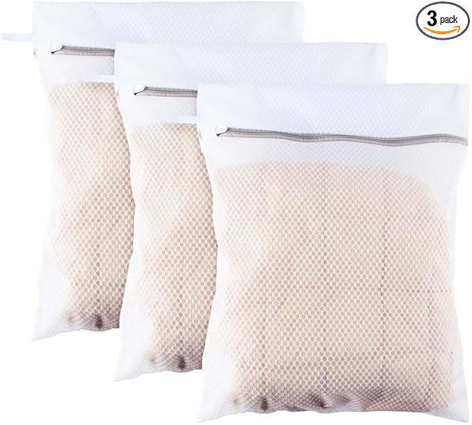 3Pack Large Honeycomb Lingerie Bags with Hanging Loop by MDSXO for Washing Delicates 16 * 20 inch