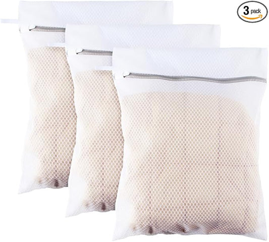 3Pack Large Honeycomb Lingerie Bags with Hanging Loop by MDSXO for Washing Delicates 16 * 20 inch