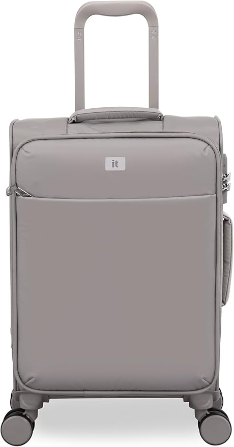 It Luggage Lustrous Luxe 22" Softside Carry-On 8 Wheel Spinner, Moon Rock