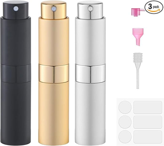 Perfume Atomizer Travel Bottle Refillable: Cologne Sprayer Portable for Men - Mini Spray Empty for Refill - 8ml Small Size Gold