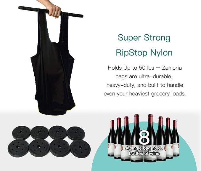 Foldable Reusable Grocery Bags – Heavy Duty 6 Pack with Handles | XL Tote for Women & Men, Market, Travel, Storage