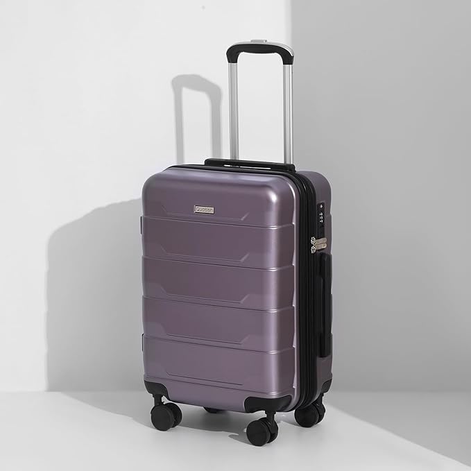 Quatish Checked Luggage 26 inch Large Hard Shell Suitcase with Spinner Wheels, Expandable Durable Luggage with TSA Lock, Smooth Rolling Wheel for Lightweight Travel for Men Women, Rose Purple