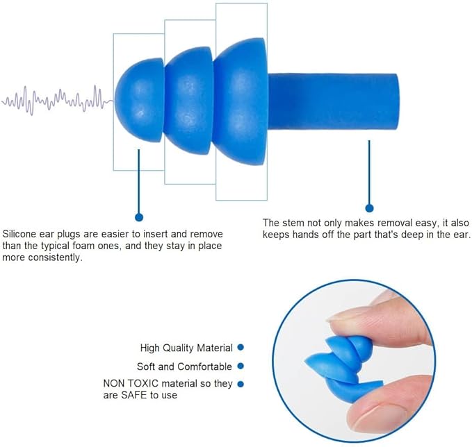 100 Pair Reusable Soft Silicone Ear Plugs Waterproof - Washable Ear Plugs for Swimming Music Concerts Construction Shooting Hunting Motor Sports Hunting Movie Earplugs for Sleeping Noise Cancelling