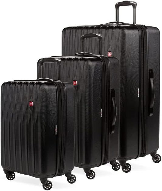 SwissGear 8018 Expandable Luggage Set, 3-Piece Hardside Luggage Set with Spinner Wheels