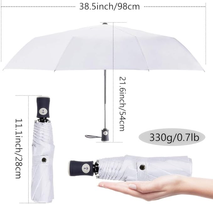 DBA FDJASGY Sun Umbrella Compact Folding Travel Umbrella Auto Open and Close for Windproof, Rainproof & 99.9% UV Protection Parasol with Black Anti-UV Coating