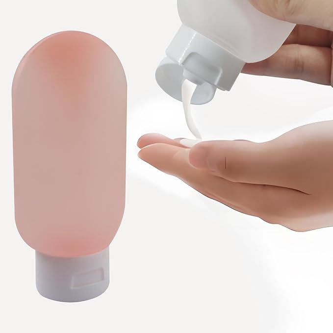 4pcs Travel Bottles - 60ml Leakproof & Squeezable Refillable Containers for Toiletries, Shampoo & Lotion (Transparent Color)