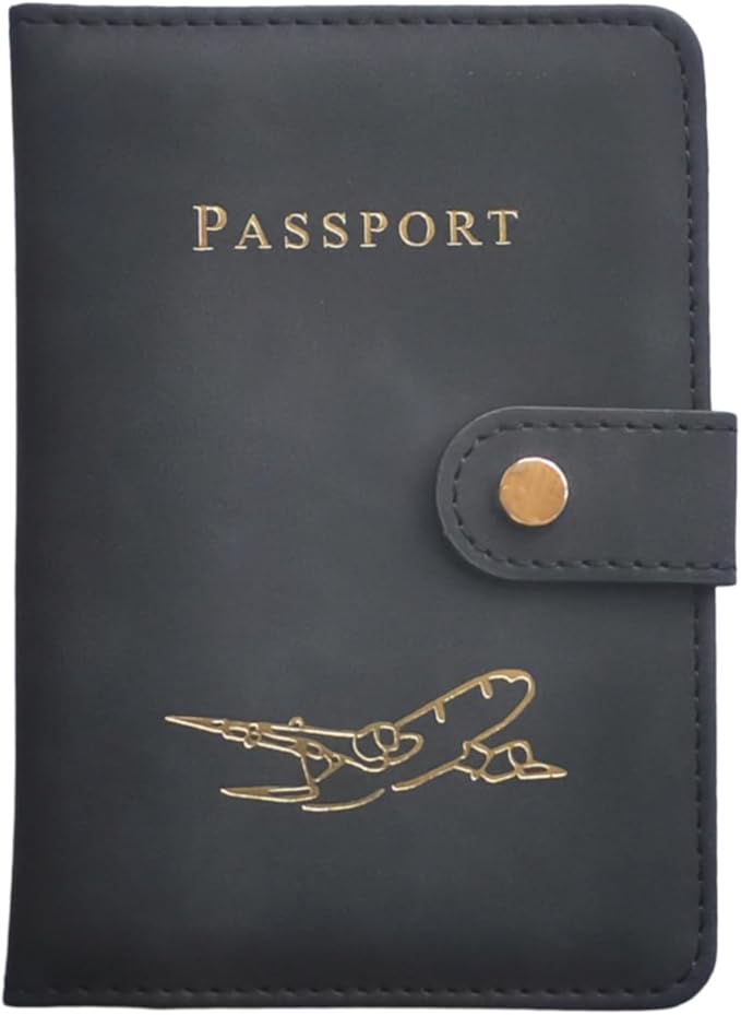 Passport Holder with Multiple Card Slots,RFID-Blocking Passport Cover,Stylish Unisex Design for Men & Women,Ideal Gift for Frequent Flyers (Passport+Boarding Pass+Vaccine Card)(BLACK)