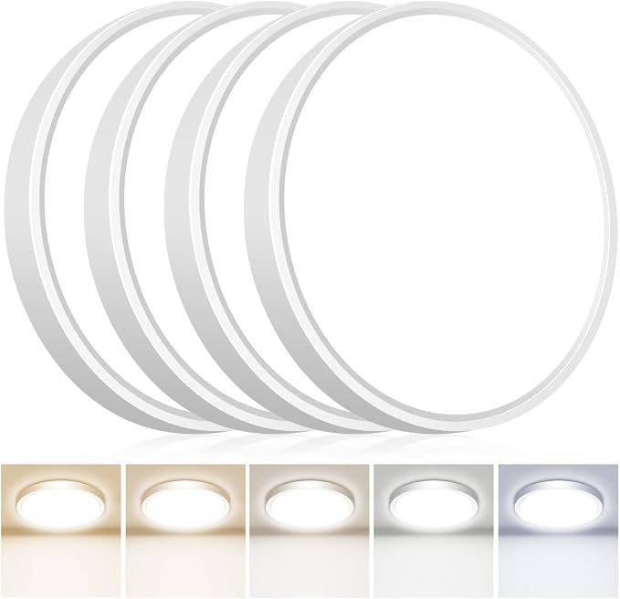 hepside LED Flush Mount Ceiling Light, 13Inch 24W LED Ceiling Lights Fixture,5 Color Temperatures in One,Ultra-Thin Flush Mount Light Fixture for Closet Bathroom Hallway Bedroom Laundry (White)