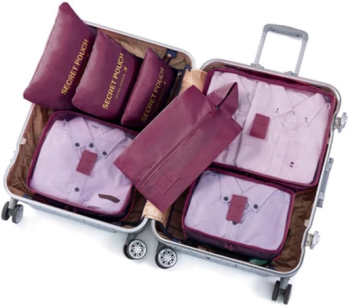 Packing Organizers Packing Cubes for Suicase 7 Set Travel Luggage Organizer Bags for Suitcases (Wine Red)