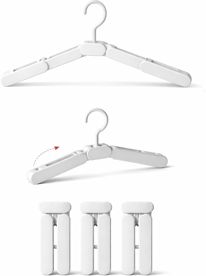 Travel Folding Hangers 3 Pack - Lightweight Slim Foldable Space Saving Portable Collapsible Clothes Hangers for Travel, Suitcase & Hotel