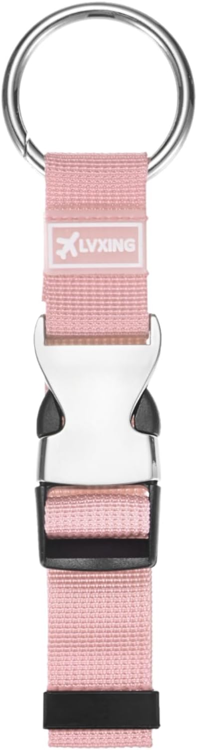 M METERXITY 1-Pack Add A Bag Luggage Strap, Adjustable Suitcase Belt for Connecting Luggage/Backpack/Jacket, Carry Strap with Ring Buckle [Pink]