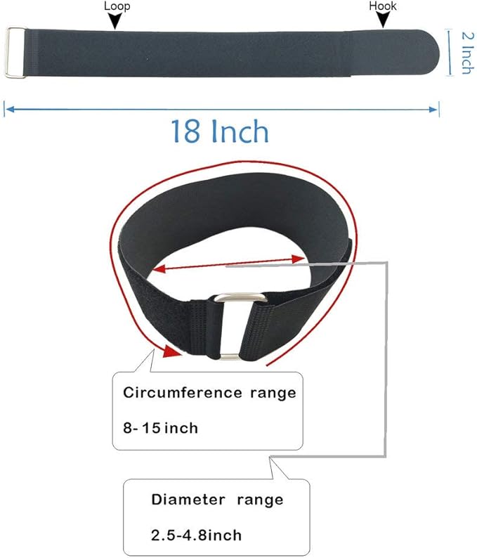 YiwerDer 6Pcs 18" x 2" Nylon Heavy Duty Reusable Hook and Loop Cinch Straps, Adjustable Fastening Securing Cable Straps, Black