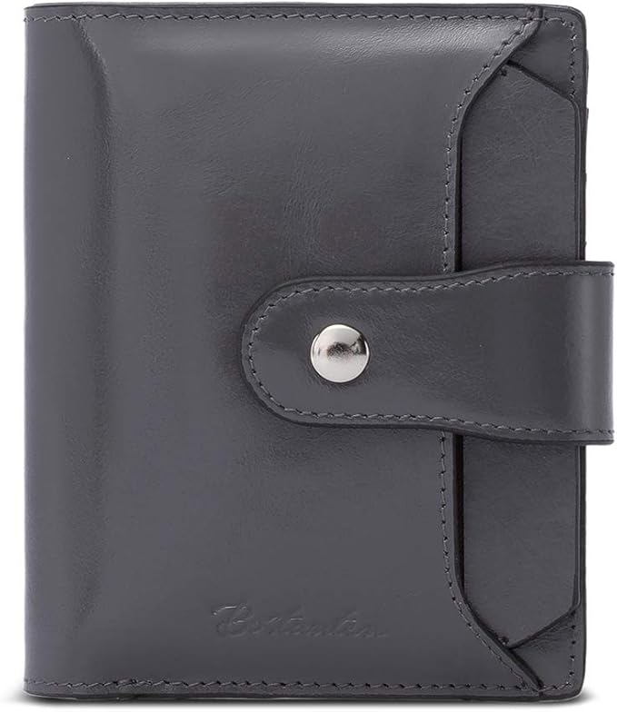 BOSTANTEN Women Leather Wallet RFID Blocking Small Bifold Zipper Pocket Wallet Card Case Purse with ID Window