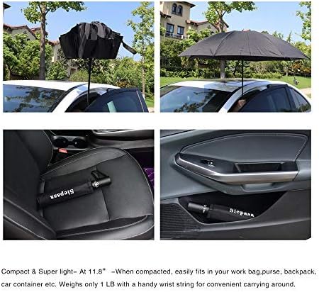 SIEPASA Windproof Travel Compact Umbrella-Automatic Umbrellas for Rain- Folding Umbrella, Travel Compact Umbrella.(Inverted/Black)