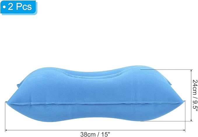 PATIKIL Inflatable Pillow, 2 Pack Squared Ultralight Camping Travel Pillow Desk Rest Neck Support for Hiking Backpacking Office, Blue