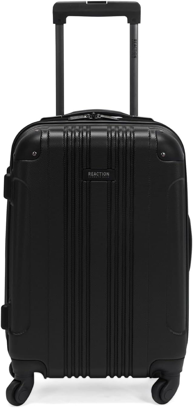 Kenneth Cole REACTION Out of Bounds Lightweight Hardshell 4-Wheel Spinner Luggage, Midnight Black, 20-Inch Carry On