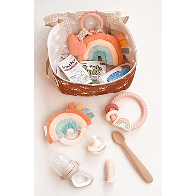 Itzy Ritzy Packing Cubes for Travel – Set of 3 Packing Cubes or Travel Organizers – Each Cube Features a Mesh Top, Double Zippers and a Fabric Handle (Terracotta Sunrise)