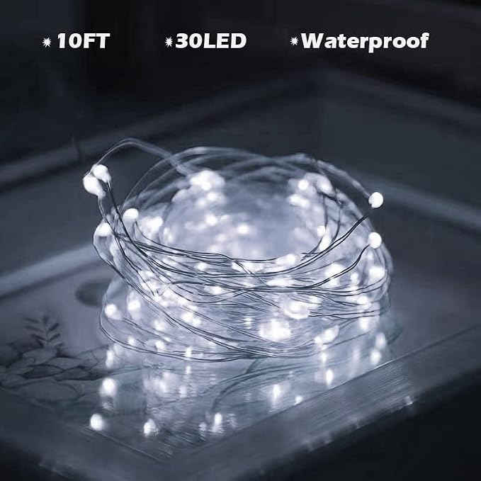 SOCO 16 Pack LED Fairy Lights Battery Operated - 10FT 30LED Copper Wire Mason Jar String Lights, IP65 Waterproof, Bendable for Indoor/Outdoor, Christmas, Wedding, Party, Camping Decor