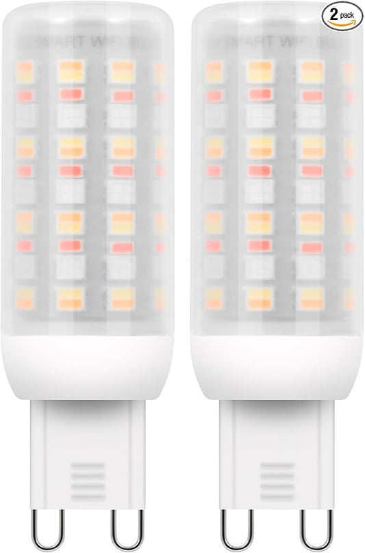 I-SHUNFA Wi-Fi RGBCW Smart G9 LED Bulbs,Compatible with Alexa/Google Home,Multicolour Dimmable,2700K-6500K,4W,400LM AC 120V,Brightness Adjustable 1%-100%,with Musical Rhythm LED Light Bulb,2 Pack
