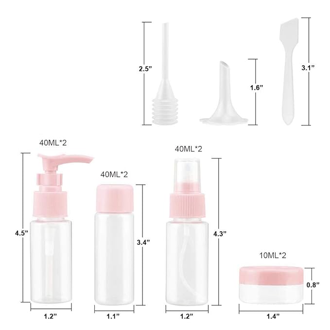 Vitog Travel Bottles Kit, TSA Approved Leak Proof Portable Toiletry Containers Set, Clear PET Flight Size Cosmetic Containers for Lotion, Shampoo, Cream, Soap, Set of 11