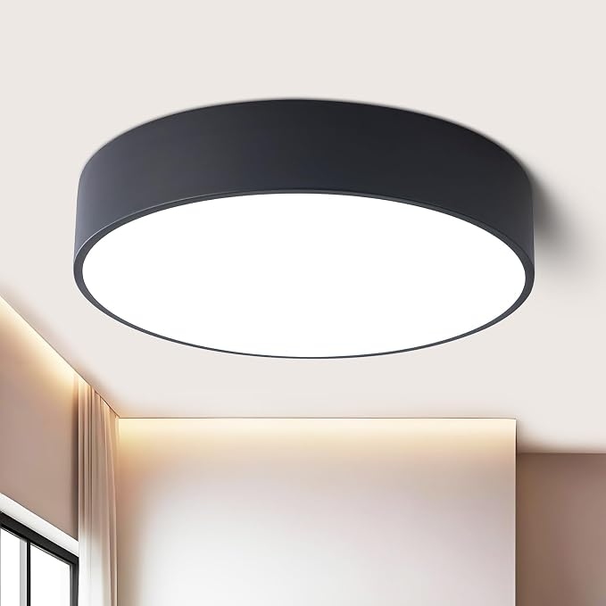 Modern Dimmable LED Flush Mount Ceiling Light Fixture,5CCT,15.74in | 36W,Round Black Large Mounted Ceiling Lamp Lighting Fixtures, 2700K-6000K for Kitchen Master Bedroom Living Room