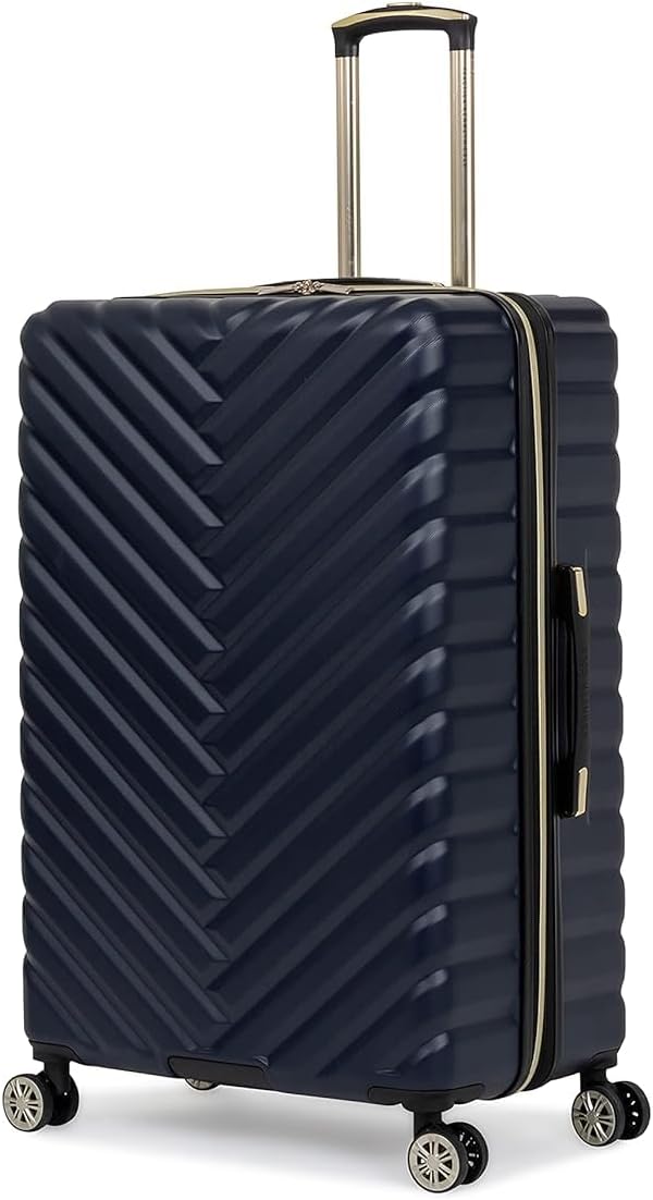 Kenneth Cole REACTION Madison Square Lightweight Hardside Chevron Expandable Spinner Luggage, Navy, 28-Inch Checked