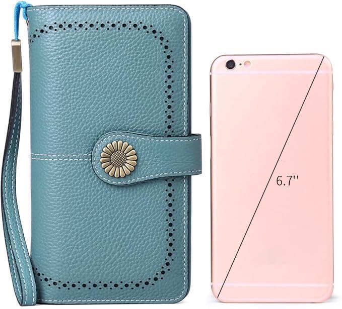 SENDEFN Wallets for Women Leather Credit Card Holder with RFID Blocking Large Capacity Wristlet | with RFID Blocking, Large Capacity, Wristlet, with RFID Blocking, Large Capacity, Wristlet