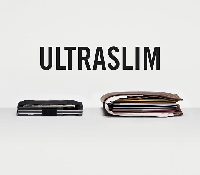 Ridge Wallet for Men - Slim Minimalist Compact Wallet and Card Holder, RFID Protected Front Pocket Wallets for Men with Integrated Cash Strap