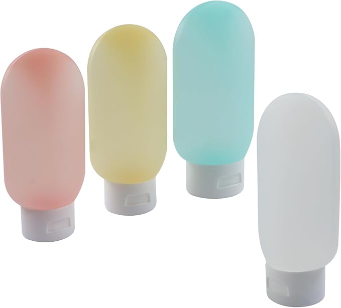 4pcs Travel Bottles - 60ml Leakproof & Squeezable Refillable Containers for Toiletries, Shampoo & Lotion (Transparent Color)