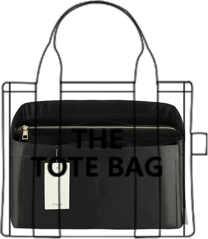 Purse Organizer Insert For Handbags, Purse Organizer With Zipper, Neverfull Organizer, Bag Organizer For Speedy Neverfull ONTHEGO Tote, Handbag and More (Silky Black, small)
