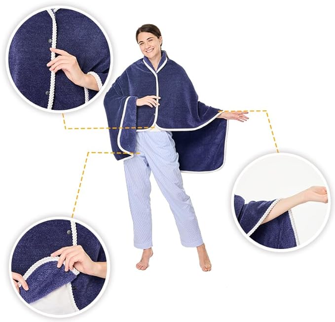 XING YE CHUAN Fleece Wearable Blanket, Comfy Poncho Throw with Buttons, Plush Sleeveless Blankets, for Women Cape Wrap Cover…