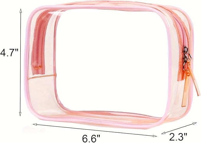 Buminee Clear Pouch Small, Makeup Bag, 6.6"x2.3"x4.7" TSA Approved Toiletry Bag, Clear Travel Bags for Toiletries, Cosmetic Bag for Women-9 Pack