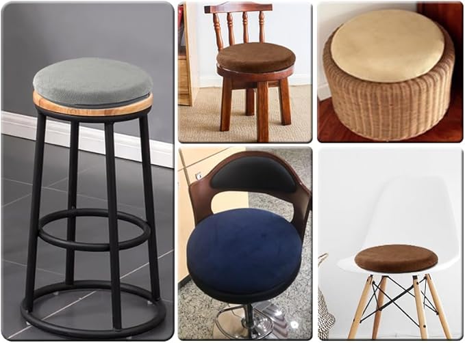 Sigmat Memory Foam Seat Cushion Anti-Slip Soft Round Stool Cushion Chair Pad 15 Inch Grey