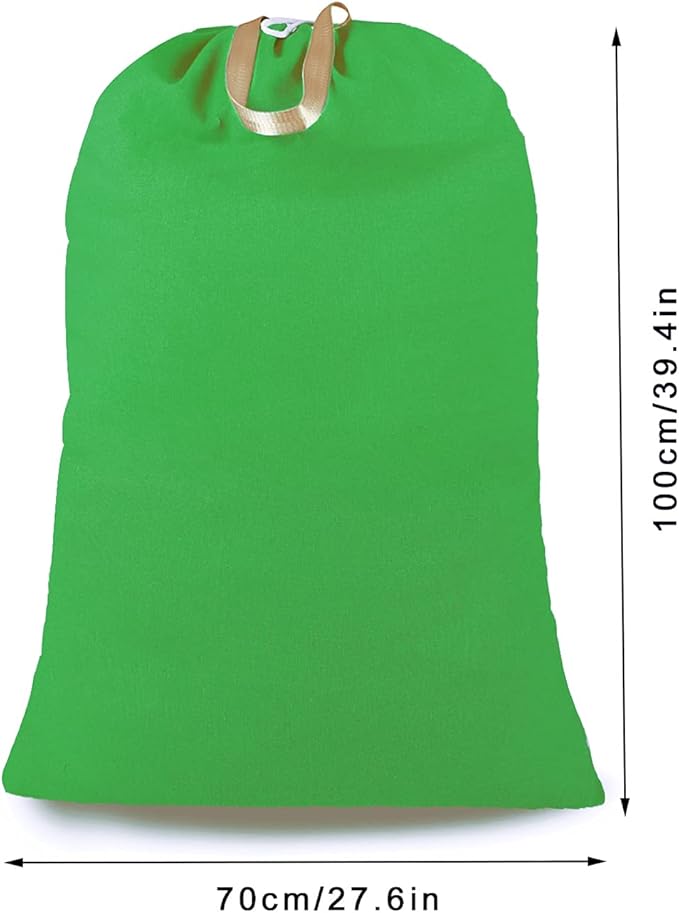 Heavy Duty Laundry Bag with Drawstring and Handle, Extra Large Travel Dirty Clothes Bag for Laundromat and Household, Durable Rip-Stop Laundry Hamper Liner, 28 x 40 Inch by SANFERGE, Kelly Green