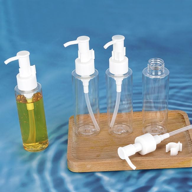Cosywell Empty Plastic Pump Bottles Dispenser TSA Approved 3.4oz 4 Pack Portable Empty Refillable Container Clear Plastic Lotion Pump Dispenser Bottle for Facial Cleansing Oil Shampoo Shower Gel