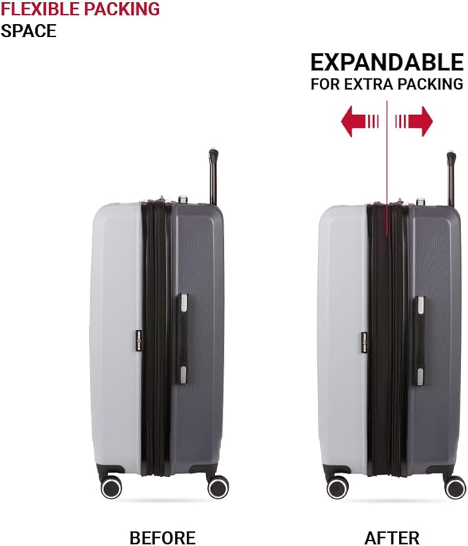 SwissGear Duet Expandable Luggage, Hard Shell Large Luggage with Spinner Wheels