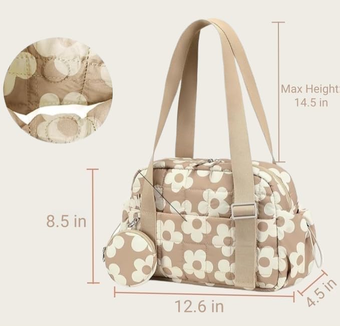 CAMTOP Mini Gym Bag for Women, Small Gym Tote Bag Puffy Quilted Sports Duffel Bag with Wet Compartment and Coin Purse Duffel Bags Dance Yoga Workout Bag for Gifts