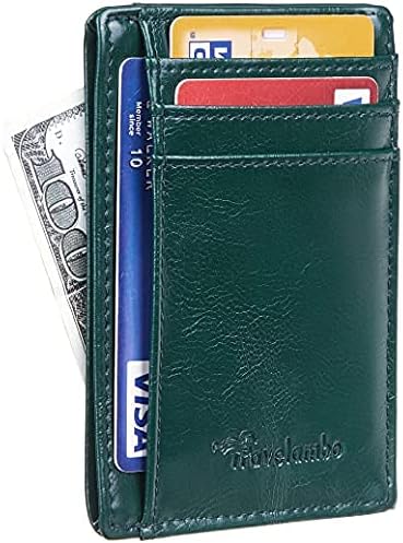 Travelambo Slim Wallet Front Pocket Minimalist Leather RFID Blocking Medium Size