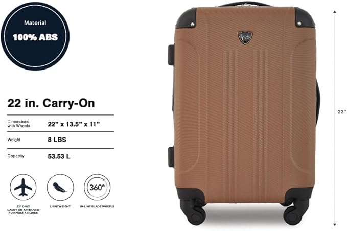 Travelers Club Chicago Hardside Expandable Spinner Luggage, Rum Caramel, 22" Carry-On