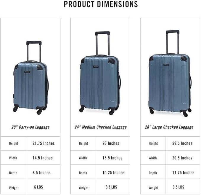 Kenneth Cole REACTION Out of Bounds Lightweight Hardshell 4-Wheel Spinner Luggage, Granite Blue, 2-Piece Set (20" & 28")