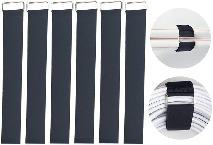 YiwerDer 6Pcs 18" x 2" Nylon Heavy Duty Reusable Hook and Loop Cinch Straps, Adjustable Fastening Securing Cable Straps, Black