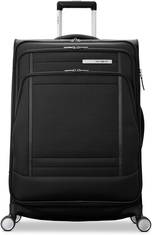 Samsonite UpLIFT Lightweight Large Checked Softside 3-Piece Luggage Set with Spinner Wheels - Expandable - Airline-Approved, Polyester Soft Suitcase for Ultra Light Travel - Black