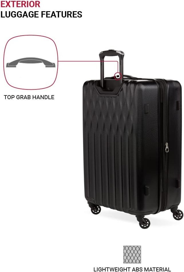 SwissGear 8018 Expandable Luggage, Hard Shell Medium Luggage with Spinner Wheels