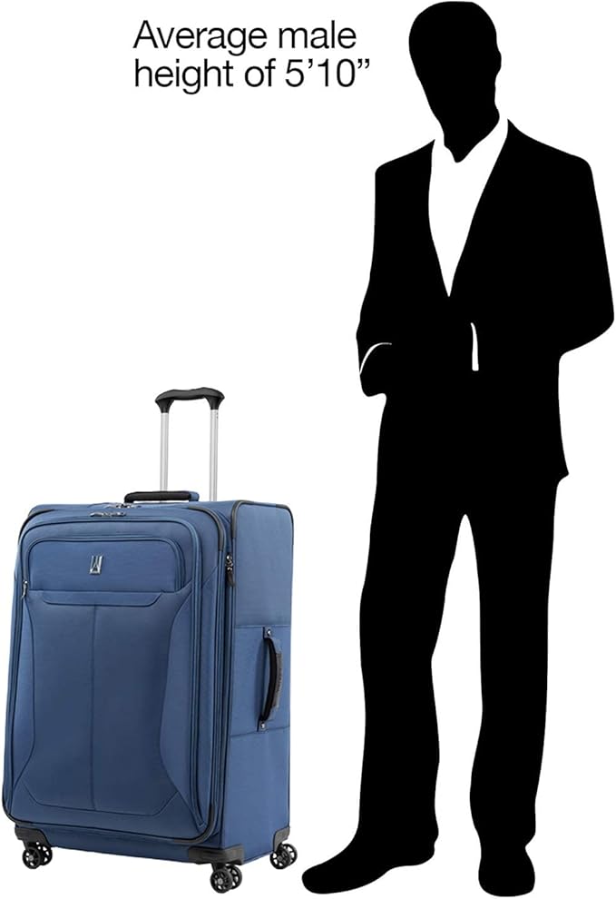 Travelpro Tourlite Softside 29" Expandable Luggage with 4 Spinner Wheels, Lightweight Suitcase, Checked Large, Blue