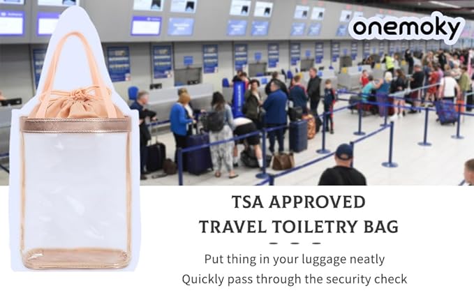 Clear Makeup Bag, Travel Toiletry Bag for Women, TSA Approved Toiletry Bag, Waterproof Clear bag Cosmetic Pouch,Transparent Makeup Organizer, Carry on Airport Airline Compliant