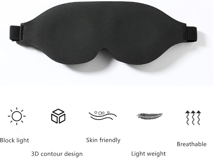Tim & Tina 3D Sleep Eye Mask Blindfold for Men Women Sleeping Mask Light Blocking Soft Covers for Travel Nap Yoga Adjustable Strap (3D Black)
