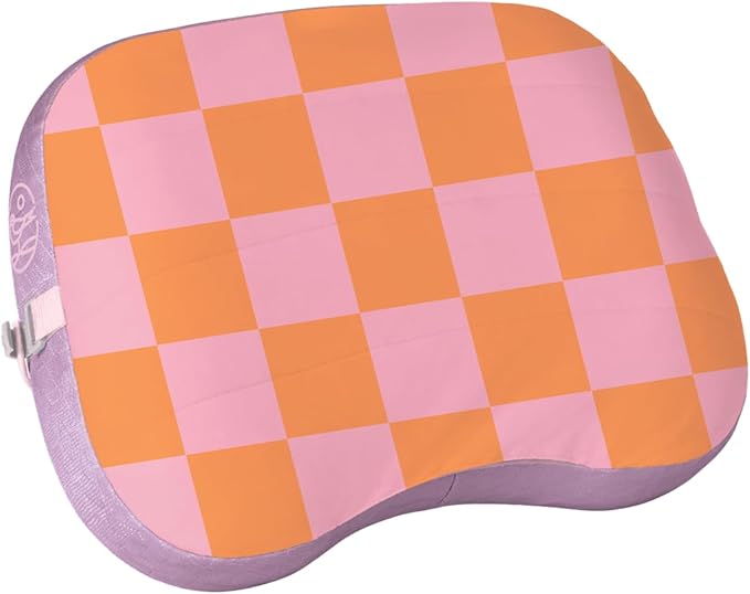 Ballast Beach Pillow – Comfy, Durable & Compact, Stays Put on Windy Beaches with Patented Sand Pouch, Inflatable Pillow for Beaches, Pools, Camping, Festivals and Travel (Coral Checkers)