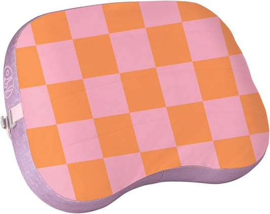Ballast Beach Pillow – Comfy, Durable & Compact, Stays Put on Windy Beaches with Patented Sand Pouch, Inflatable Pillow for Beaches, Pools, Camping, Festivals and Travel (Coral Checkers)