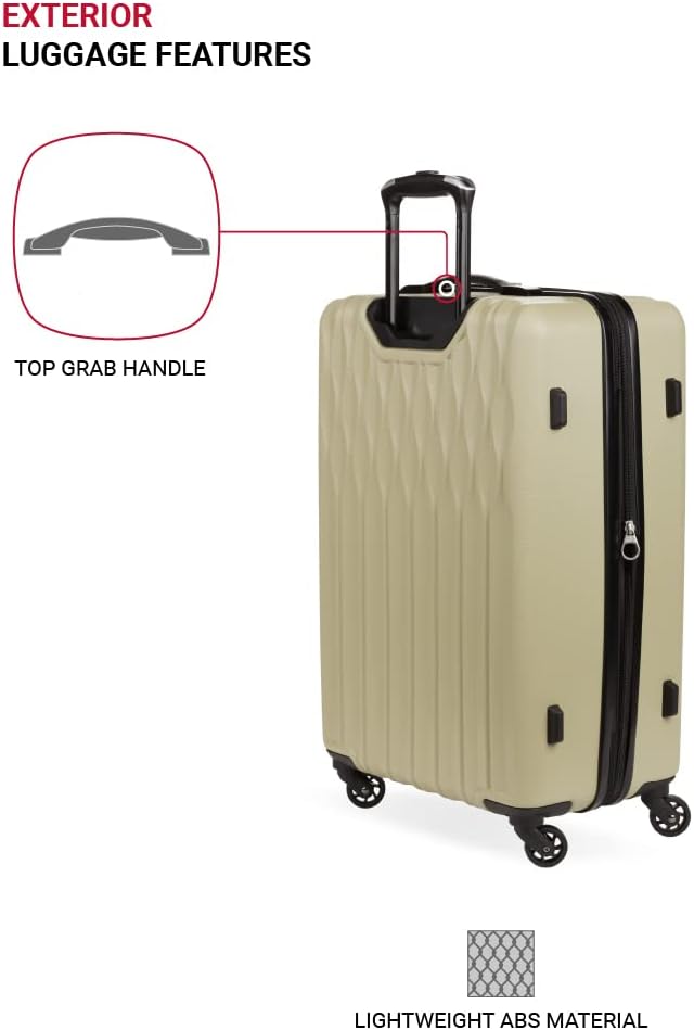SwissGear 8018 Expandable Luggage, Hard Shell Medium Luggage with Spinner Wheels