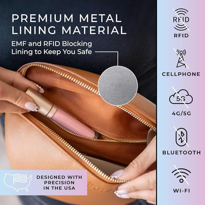 Leather RFID Anti Theft Sling Bag for Women, Pickpocket Proof Travel Crossbody Bag, RFID Blocking Crossbody Purse for Women